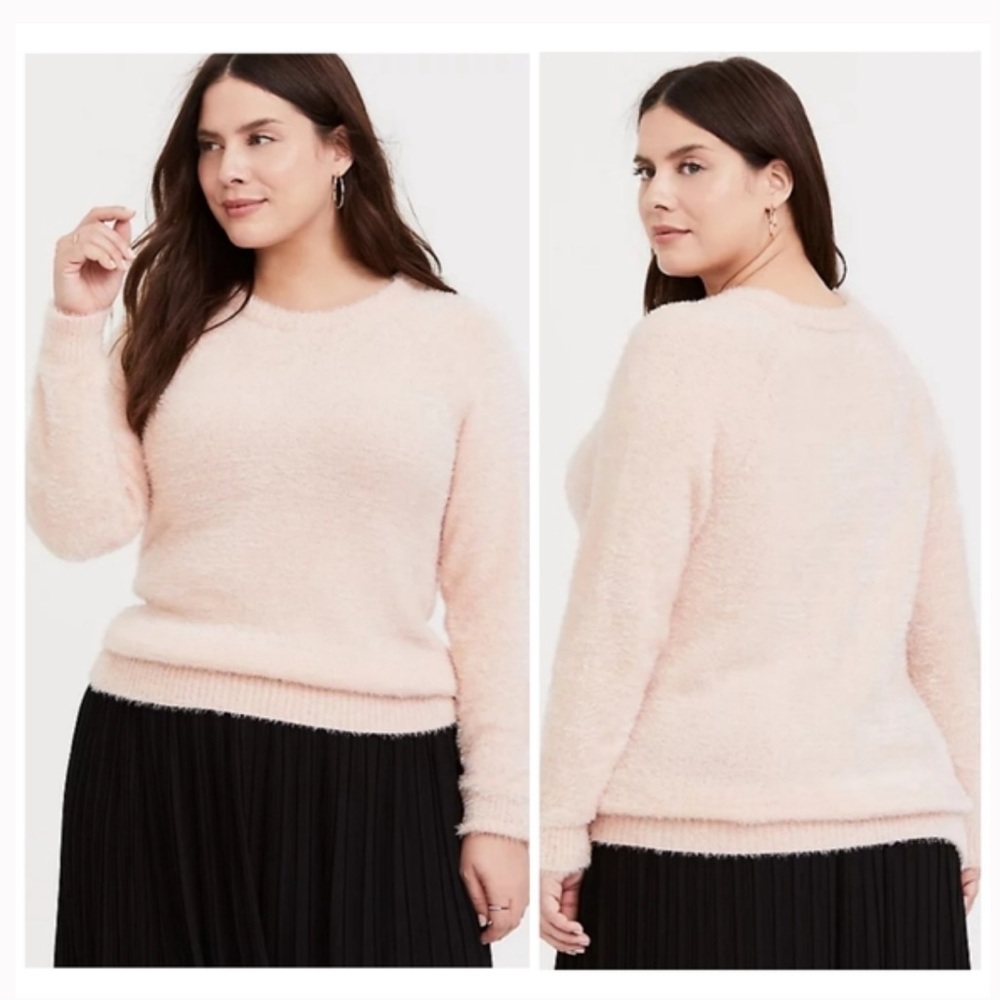 Torrid blush fuzzy knit pullover sweater 00